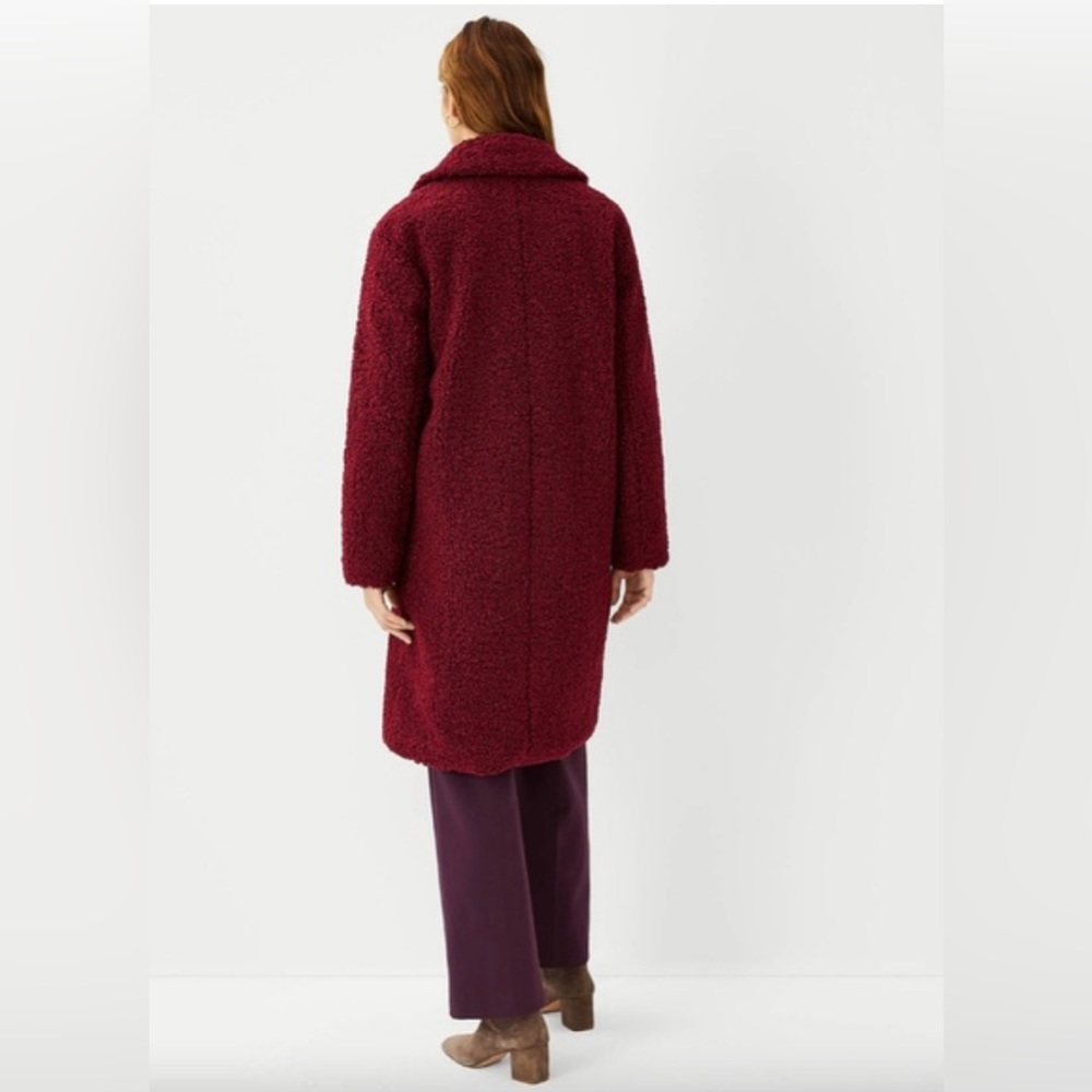 Ann Taylor Sherpa Cocoon Coat Plum Rose